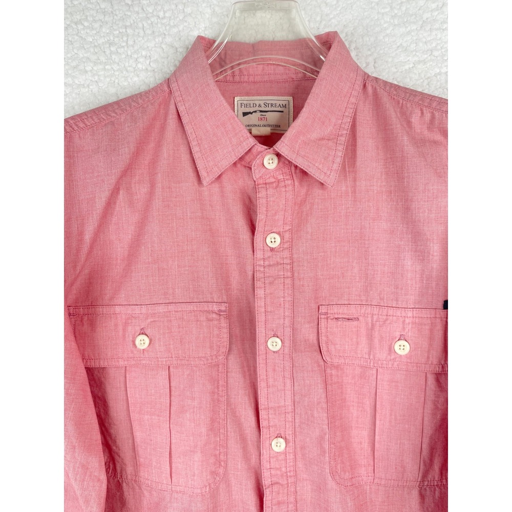 Field & Stream Mens Salmon Pink Cotton Long Sleeve Button Down Shirt Medium